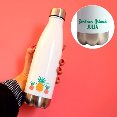Personalisierbare Isolierflasche aus Edelstahl - Ananas Sommer