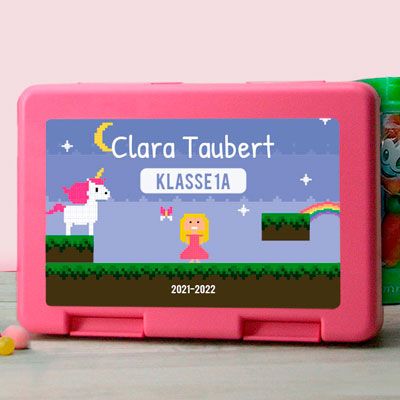Personalisierbare Brotdose - Retro Videospiel - für Mädchen