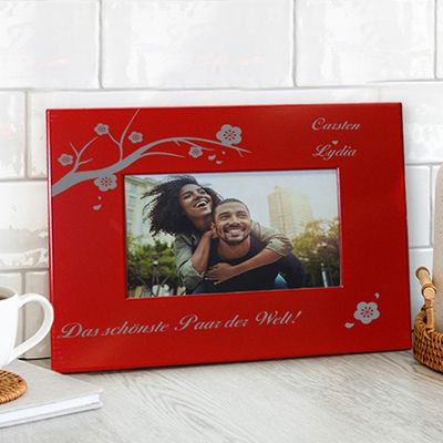 Gravierter Bilderrahmen aus Metall rot ein Hauch von Frühling