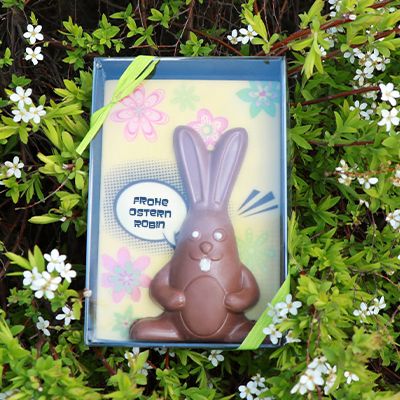Personalisierbarer Osterhase aus Schokolade