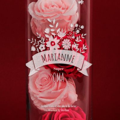 Personalisierbare Vase mit Gravur - Blumen Oma