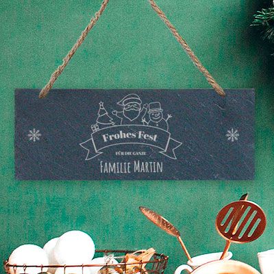 Personalisierbares Türschild aus Schiefer - Frohes Fest