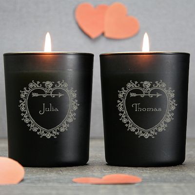 2er-Set personalisierbare Kerzen - Herz