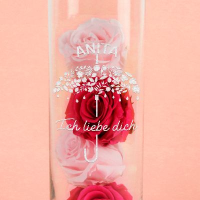 Personalisierbare Vase mit Gravur - Ich liebe dich