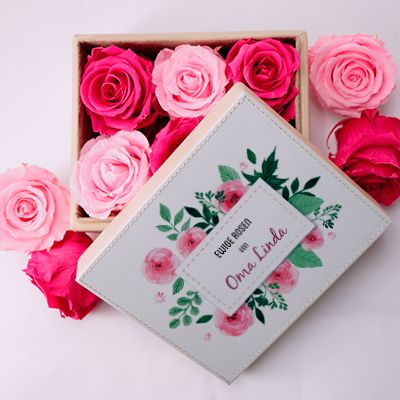 Personalisierbares Schmuckkästchen mit 6 ewigen Rosen