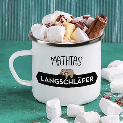 Personalisierte Emaille-Tasse - Faultier