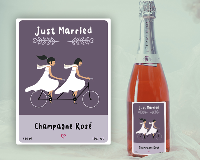 Rosé-Champagner Just Married und DUO personalisierbare Sektgläser Vorname