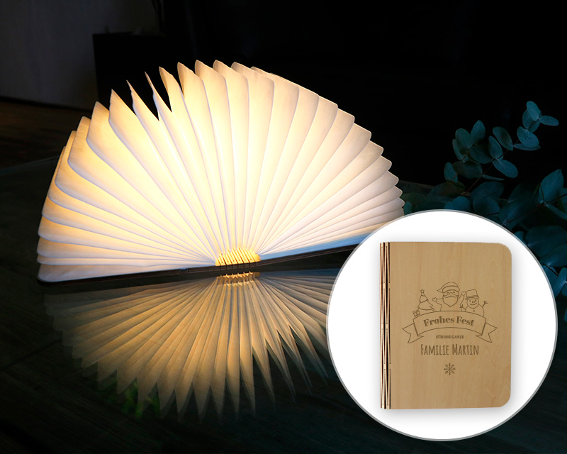 Personalisierbare Buch-Lampe - Frohes Fest