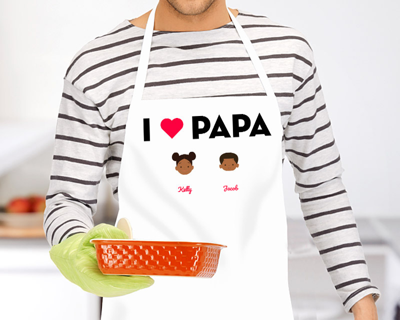 Bild 1 des Produkts Personalisierte Schürze - I Love Papa anzeigen