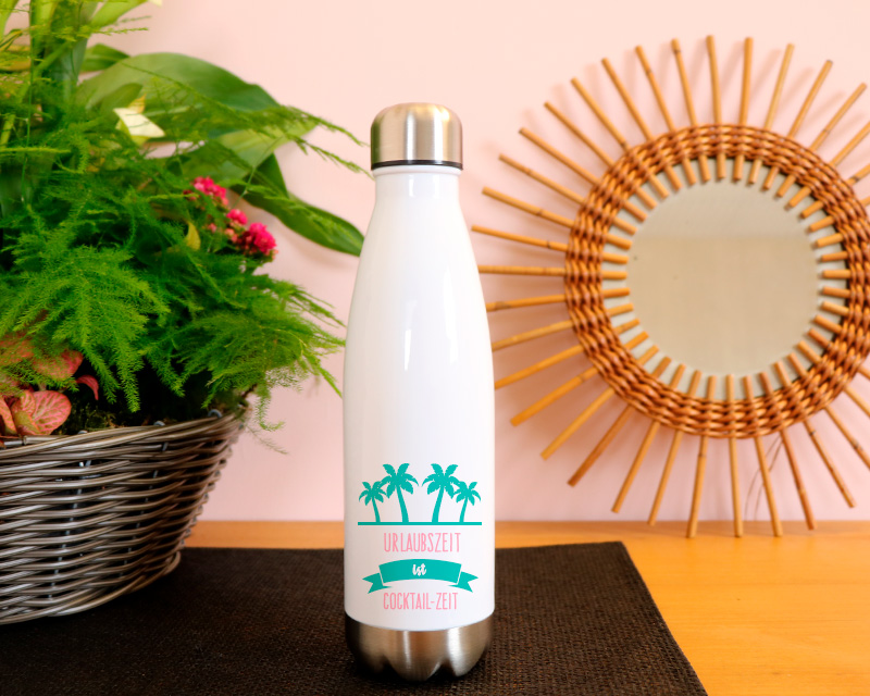 Personalisierbare Isolierflasche aus Edelstahl - Sommer Palme