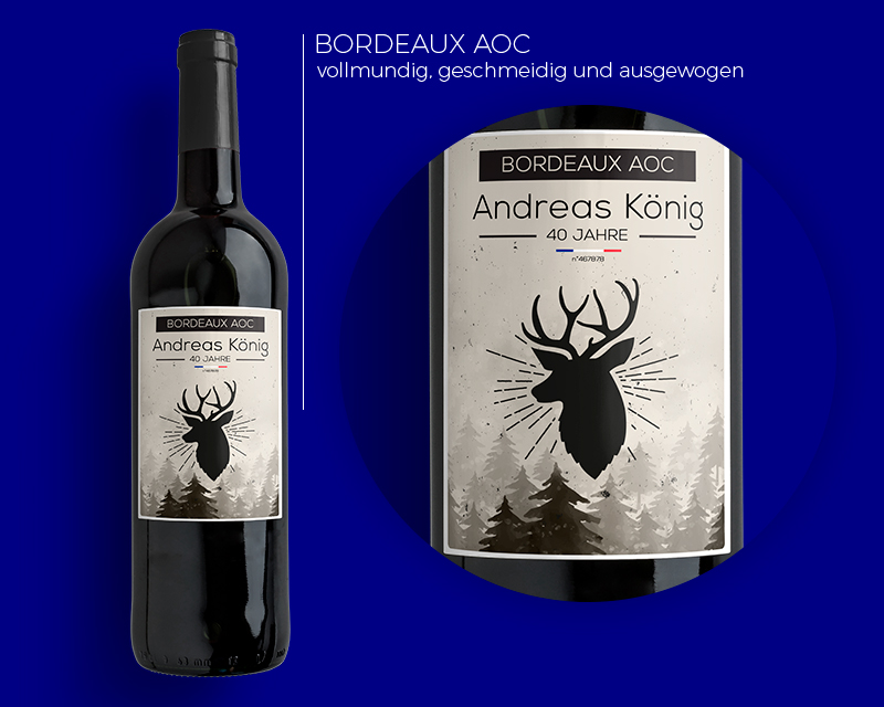 Bordeaux-Weinflaschen - Hirsch