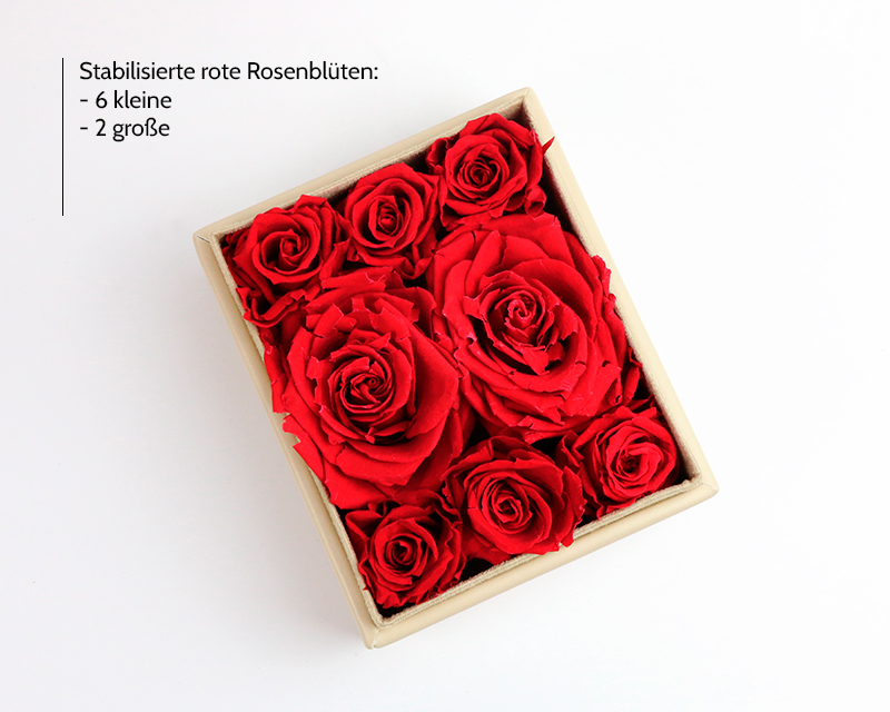 Bild 2 des Produkts Personalisierbares Schmuckkästchen in Beige mit Ewigen Roten Rosen anzeigen