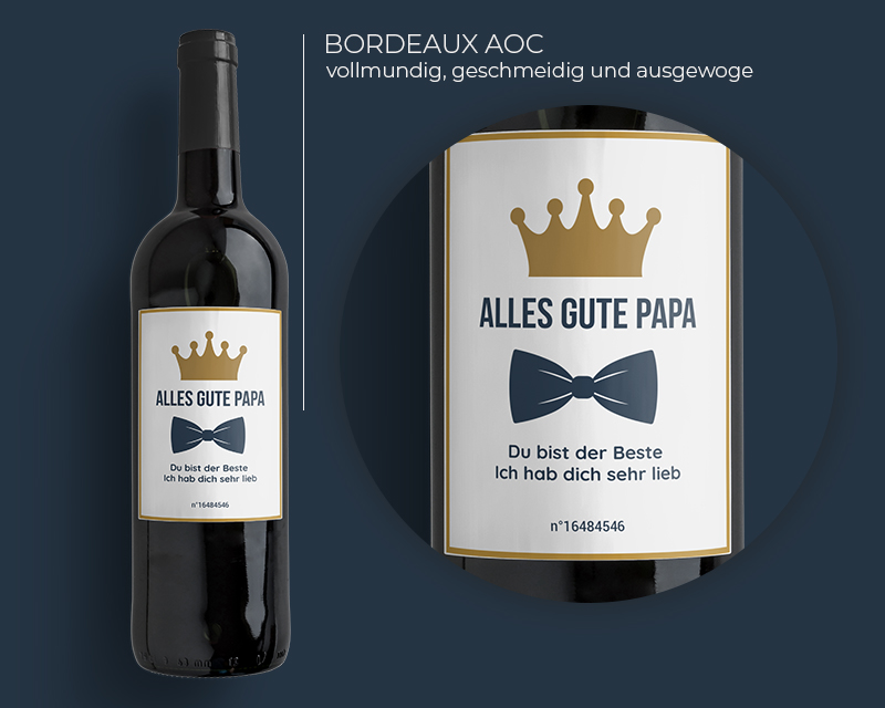 Bild 1 des Produkts Personalisierbare Bordeaux-Weinflaschen - Papa Royal anzeigen