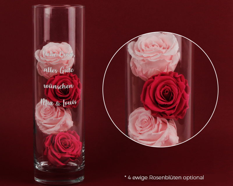 Zylindrische Personalisierbare Vase mit Gravur - Botschaft