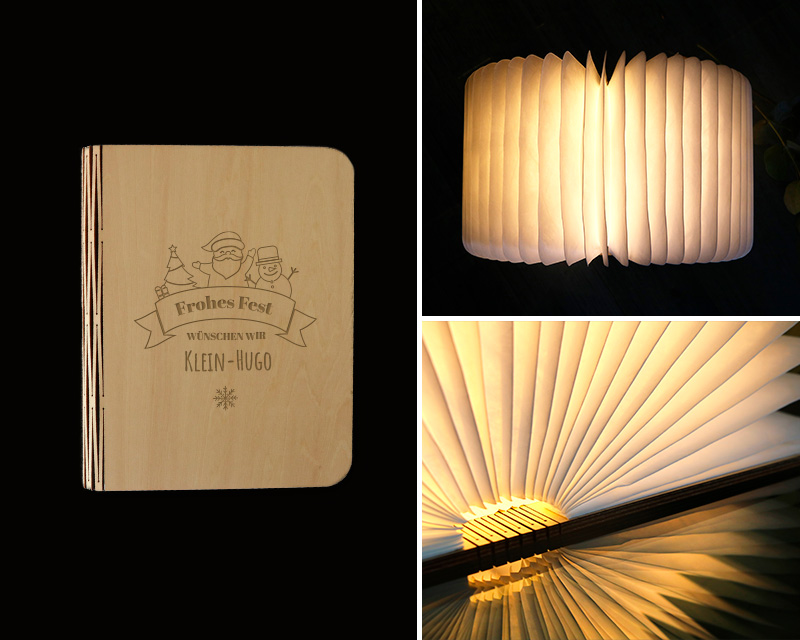 Personalisierbare Buch-Lampe - Frohes Fest