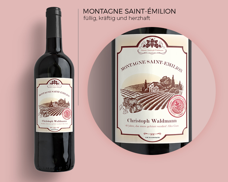 Bild 2 des Produkts Personalisierte Bordeaux-Weinflasche anzeigen