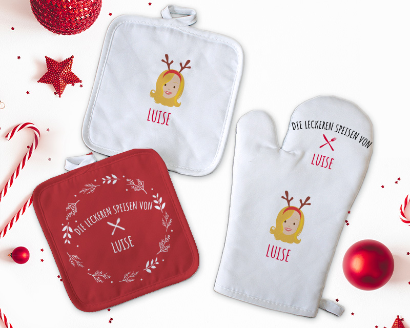 Personalisierbare Topflappen und Ofenhandschuh - Kollektion Family Circus Weihnachten