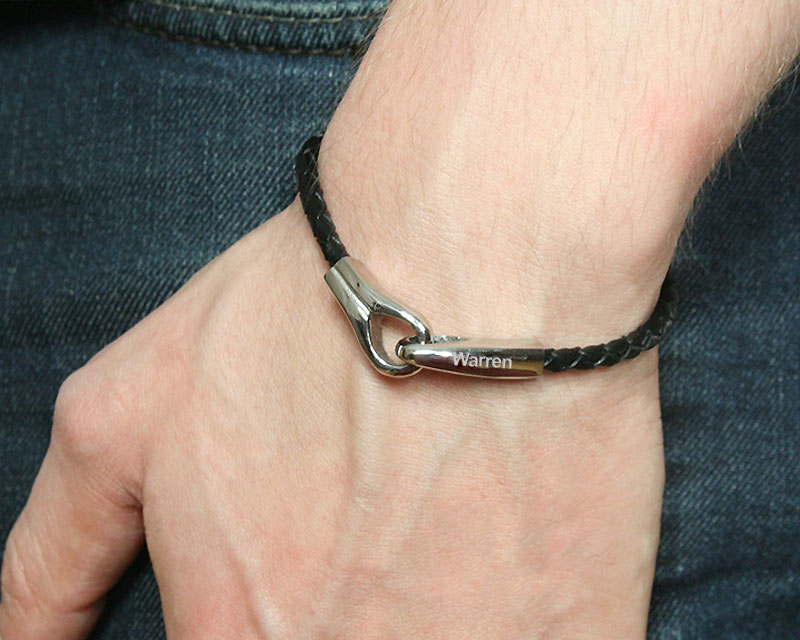 Bild 3 des Produkts Handschellen-Armband aus Leder und Stahl anzeigen