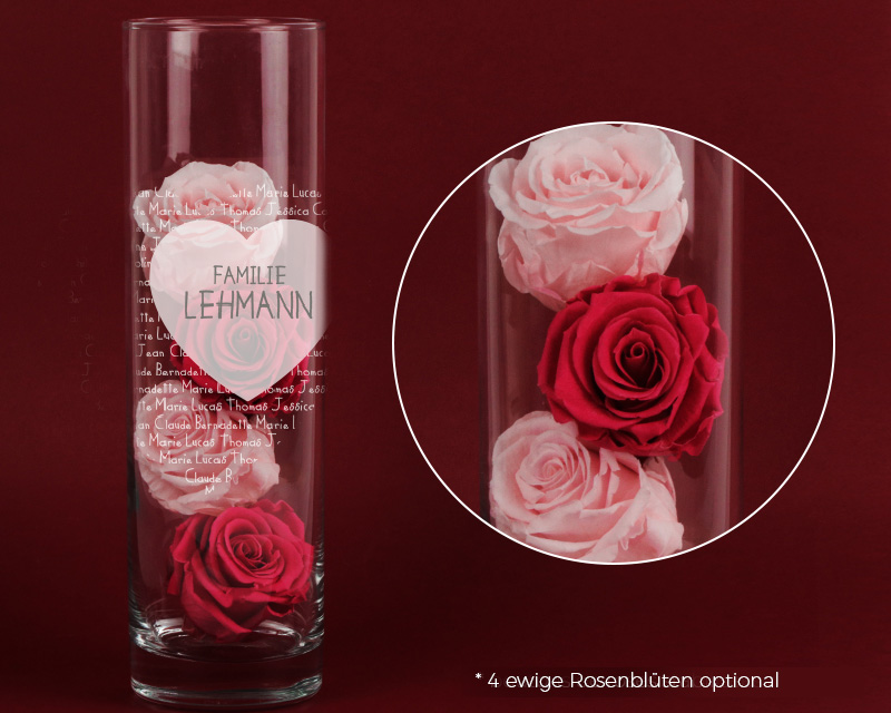 Personalisierbare Vase mit Gravur - Familie