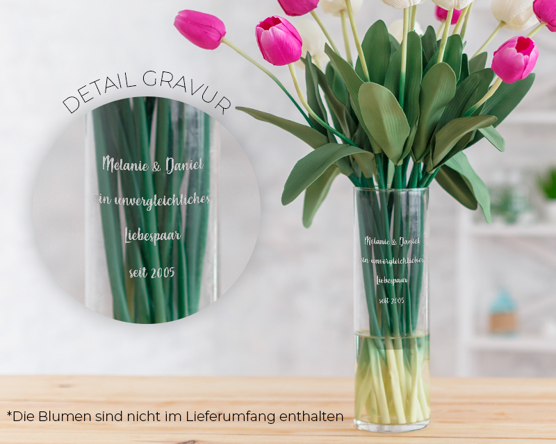 Zylindrische Personalisierbare Vase mit Gravur - Botschaft