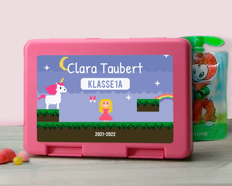 Personalisierbare Brotdose - Retro Videospiel - für Mädchen