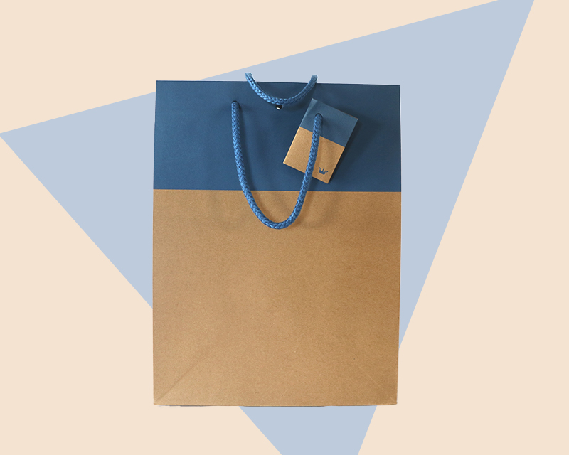 Geschenktüte - Zweifarbige Papiertüte blau-braun