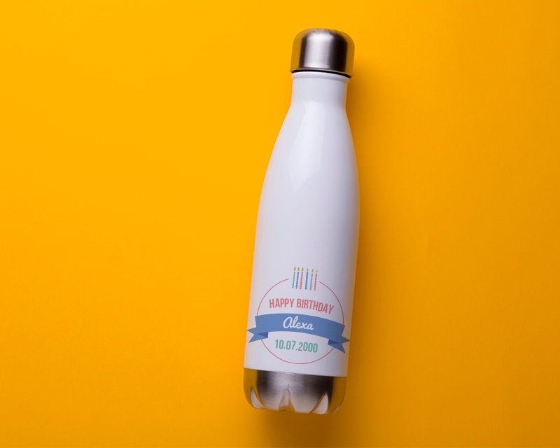 Bild 3 des Produkts Personalisierbare Isolierflasche aus Edelstahl - Kollektion Geburtstagskerzen für Frauen anzeigen