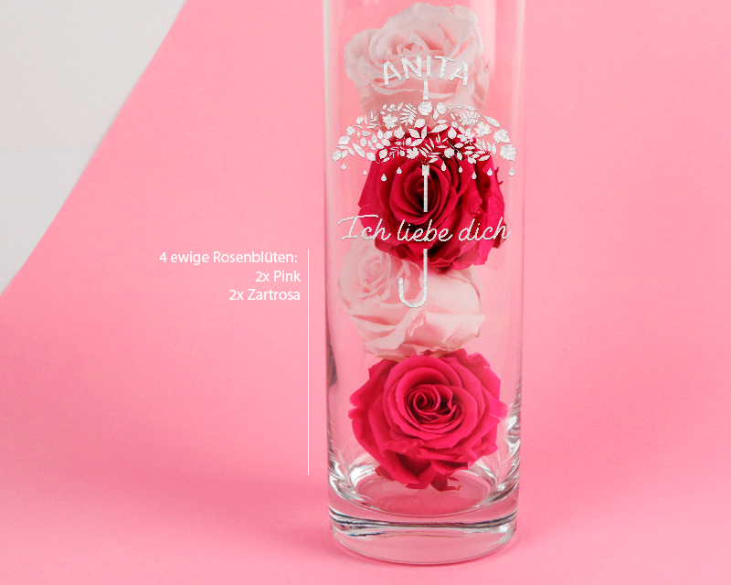 Personalisierbare Vase mit Gravur - Ich liebe dich