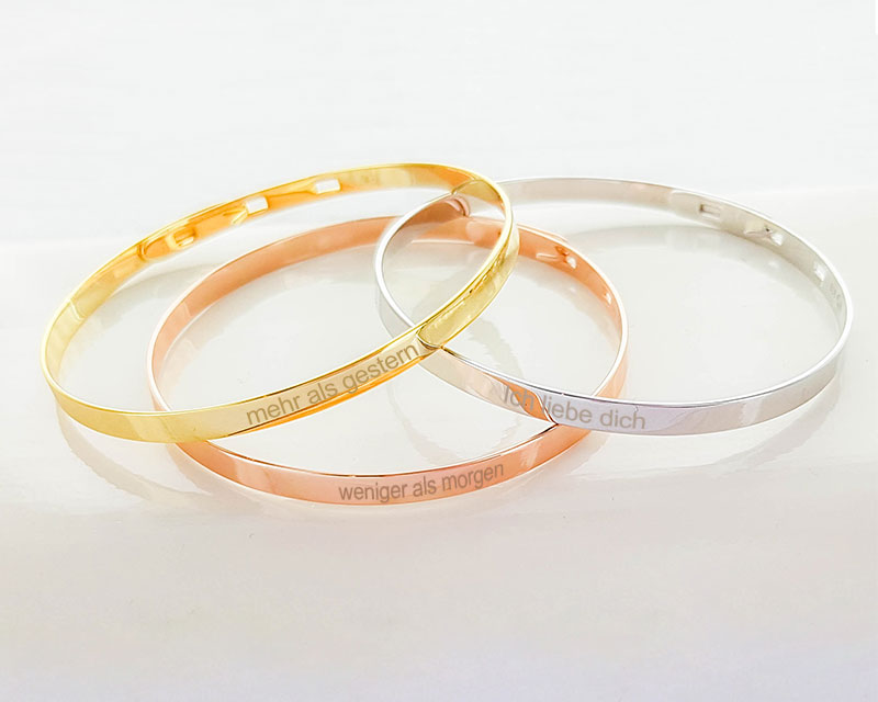 Bild 3 des Produkts Personalisiertes Armreif-Trio - Vergoldet, Silber und Rosévergoldet anzeigen
