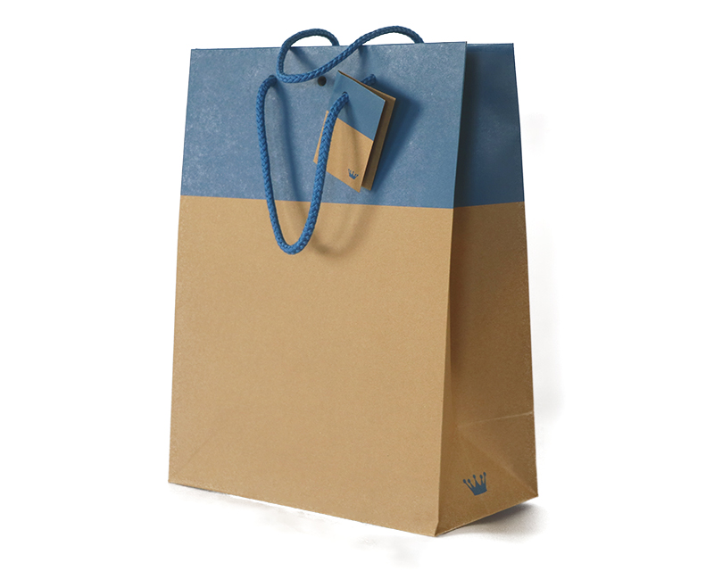 Geschenktüte - Zweifarbige Papiertüte blau-braun