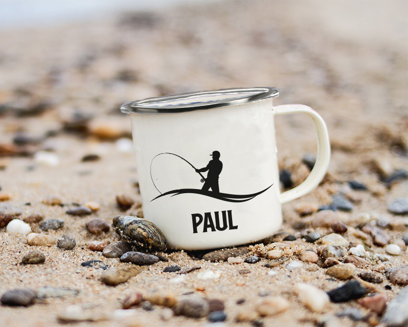 Personalisierte Emaille-Tasse - Angler Nr. 1