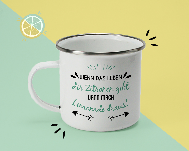 Personalisierte Emaille-Tasse - Positive Botschaft