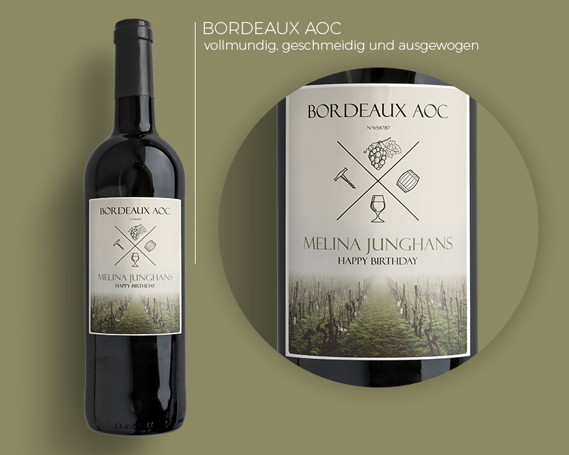 Bild 1 des Produkts Bordeaux-Weinflaschen - Reben anzeigen