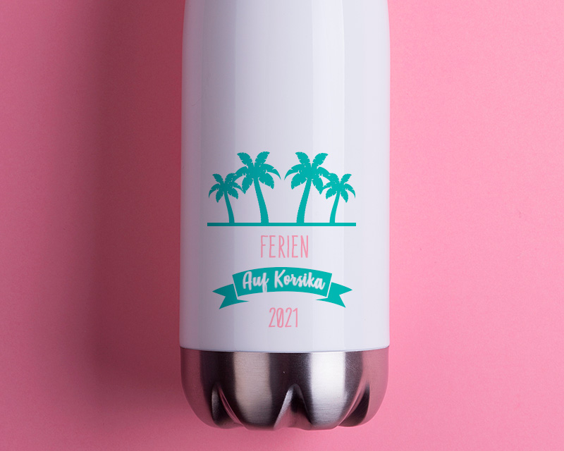 Personalisierbare Isolierflasche aus Edelstahl - Sommer Palme