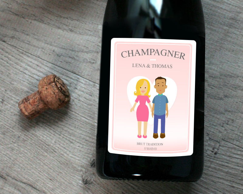 Personalisierbarer Champagner - Paar - Kollektion Family Circus