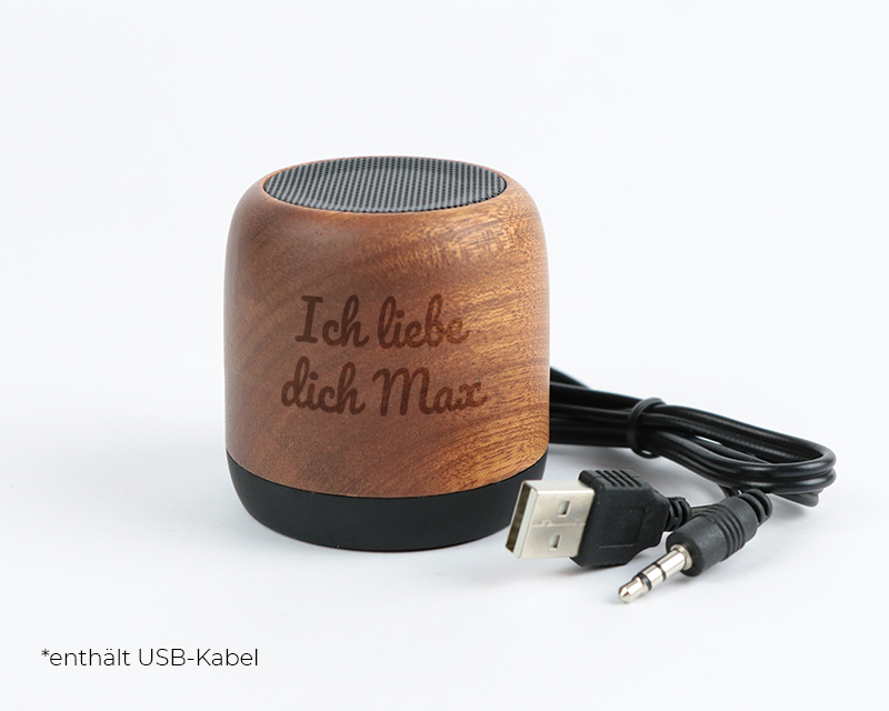 Personalisierbarer gravierter Bluetooth Lautsprecher - Vorname und Botschaft