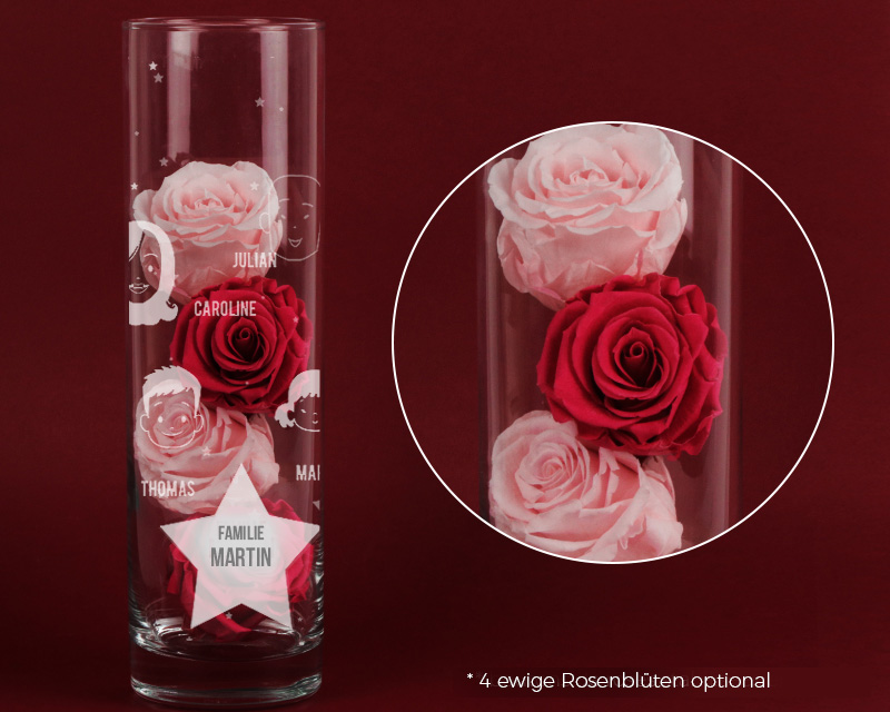 Personalisierbare Vase mit Gravur - Family Circus