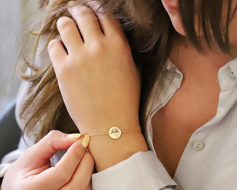 Bild 2 des Produkts Personalisiertes gebürstetes Armband - Silber oder vergoldet anzeigen