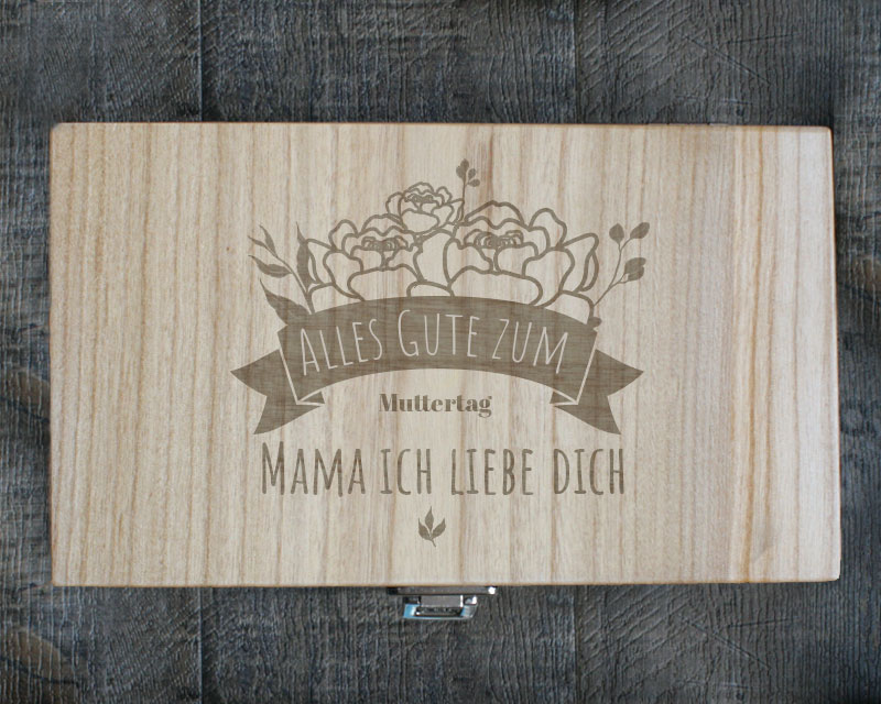 Personalisierbare Teebox - Blumen Mama