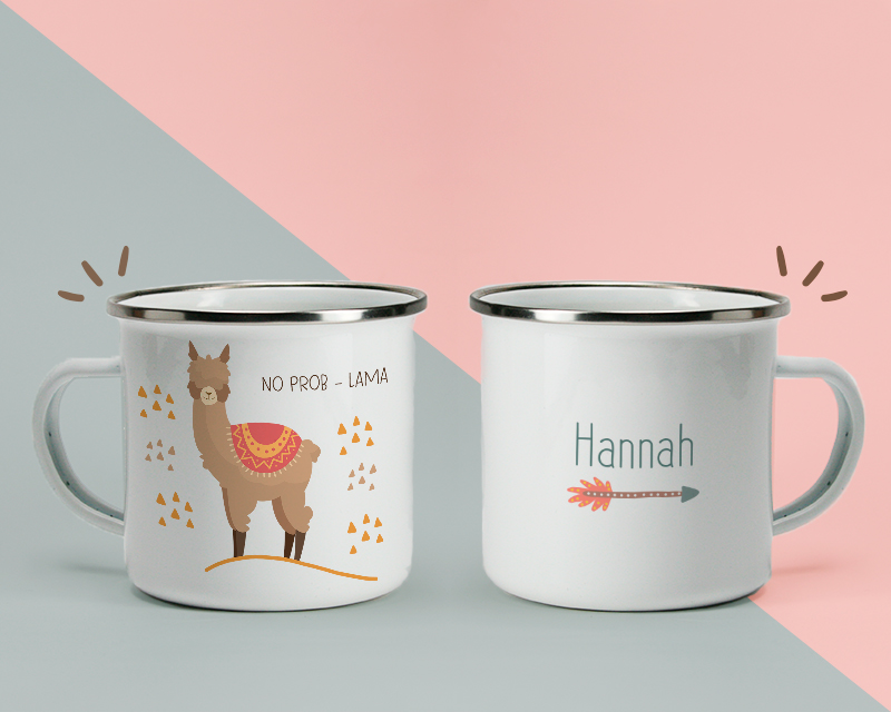 Personalisierte Emaille-Tasse - Funky Lama