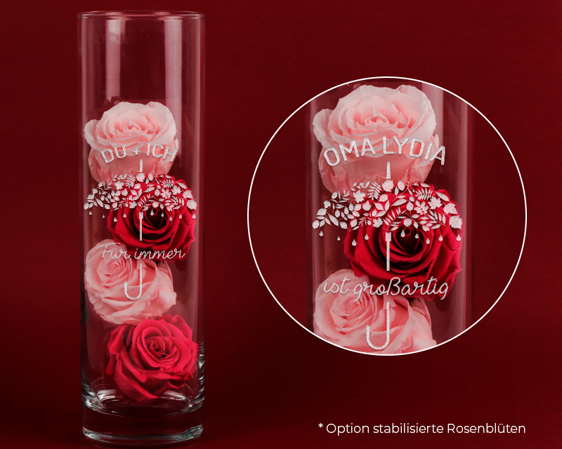 Personalisierbare Vase mit Gravur - Lieblingsoma