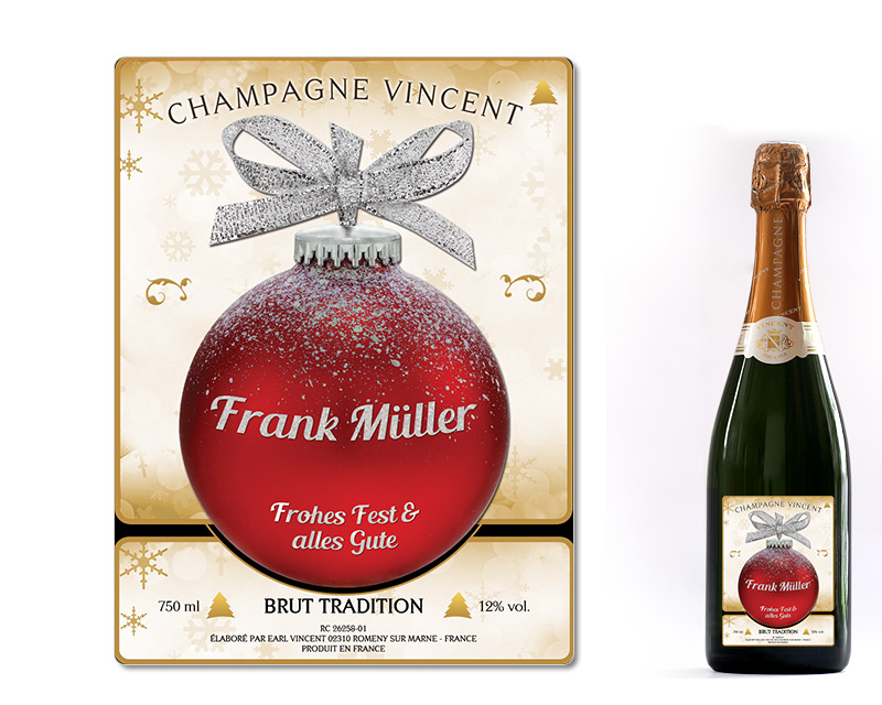 Personalisierter Champagner Weihnachten