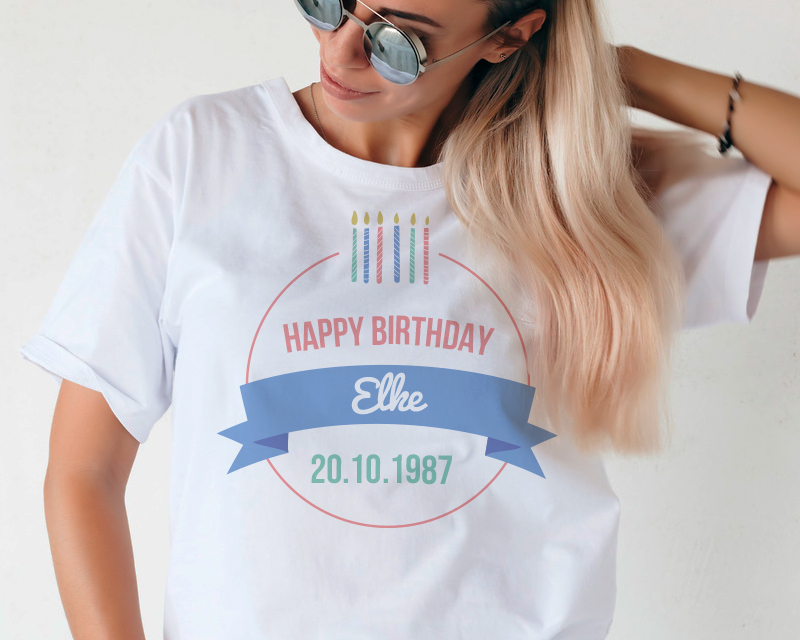 Bild 2 des Produkts Personalisierbares T-Shirt für Frauen weiß - Kollektion Geburtstagskerzen anzeigen