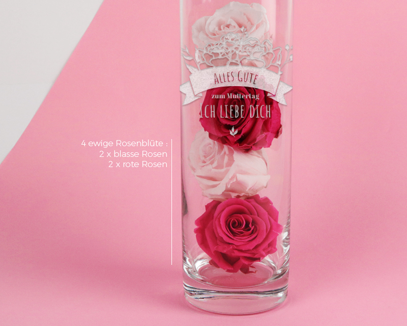 Personalisierbare Vase mit Gravur - Blumen Mama