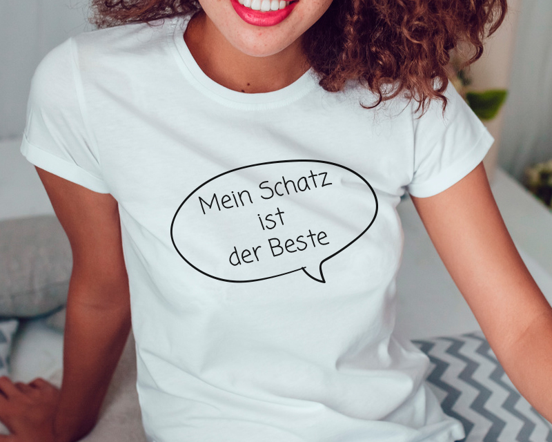 Bild 3 des Produkts Personalisierbares T-Shirt für Frauen weiß - Sprechblase anzeigen