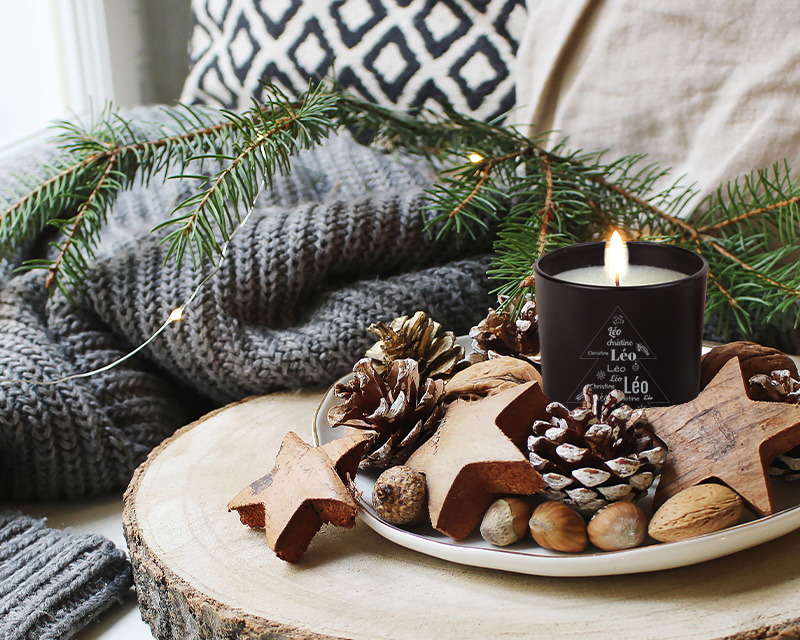 Personalisierbare Kerze - Tannenbaum Familie