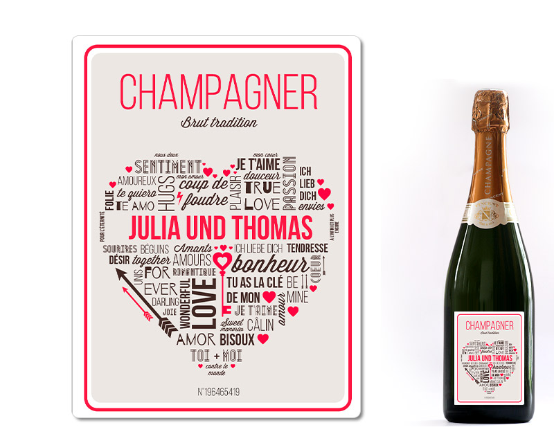 Personalisierbarer Champagner - Liebesbotschaft
