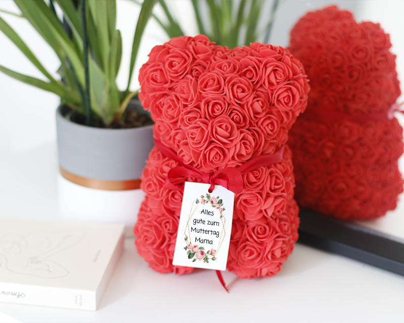 Bild 1 des Produkts Teddybär aus ewigen Rosen mit personalisierbarer Karte anzeigen