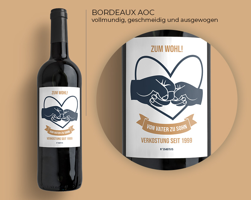 Bild 1 des Produkts Personalisierbare Bordeaux-Weinflaschen - Von Vater zu Sohn - Tochter anzeigen