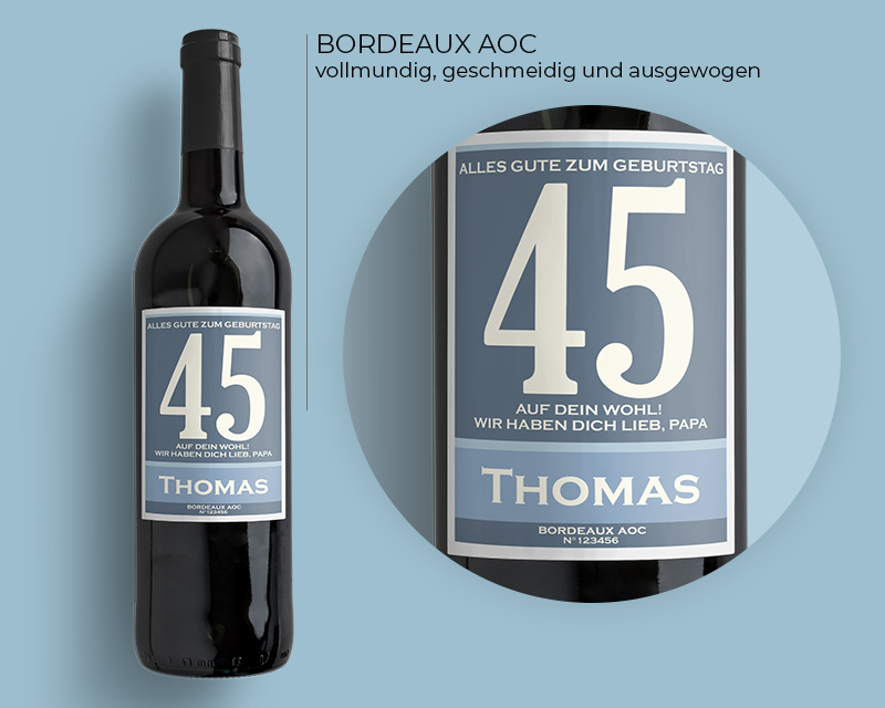 Bordeaux-Weinflaschen Geburtstag